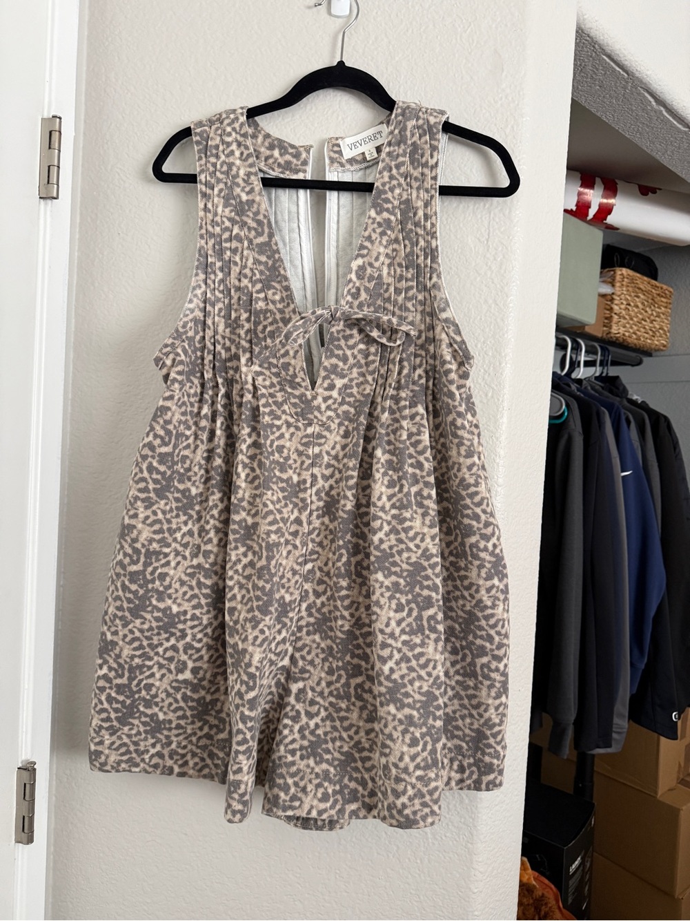 Cheetah Front Tie Denim Romper